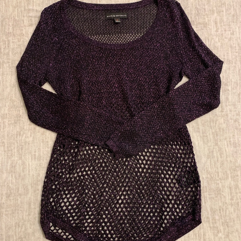 Rock & Republic Metallic Purple Sweater S